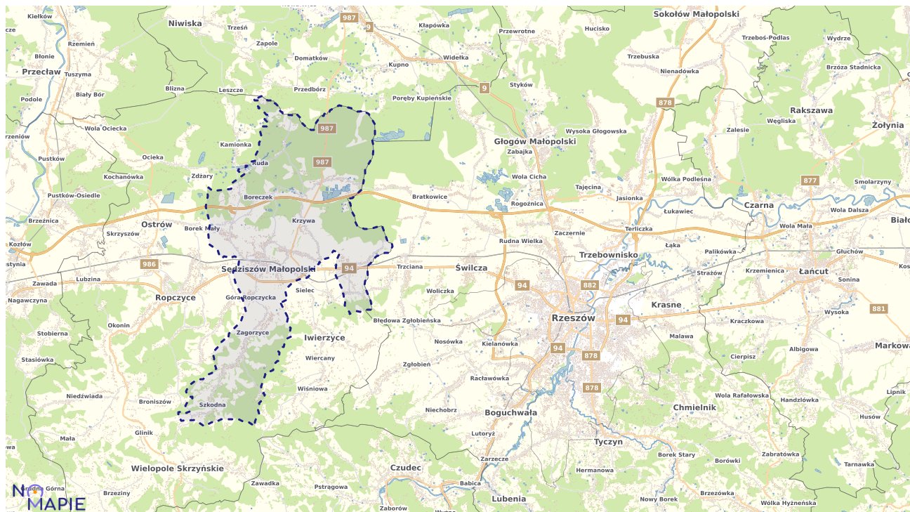 Mapa obszarów ochrony przyrody Sędziszowa Małopolskiego