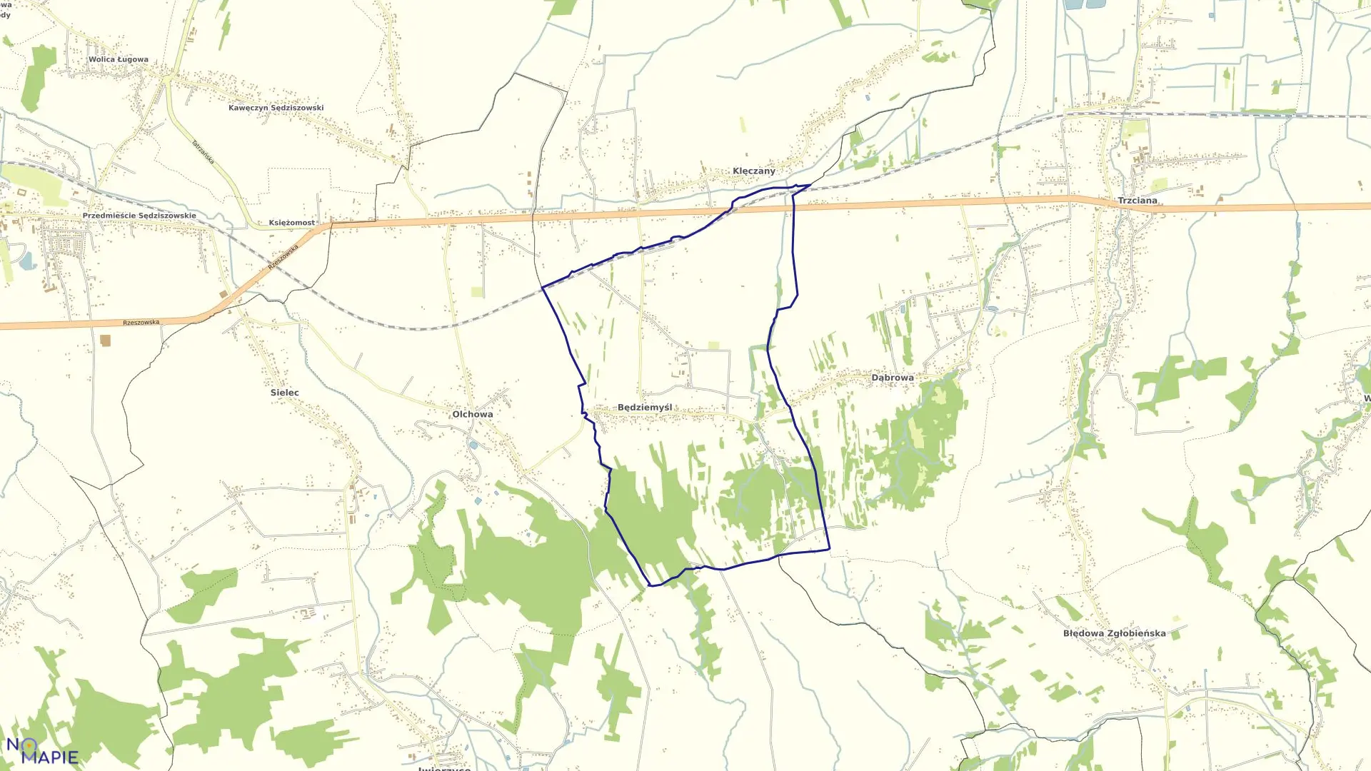 Mapa obrębu BĘDZIEMYŚL w gminie Sędziszów Małopolski