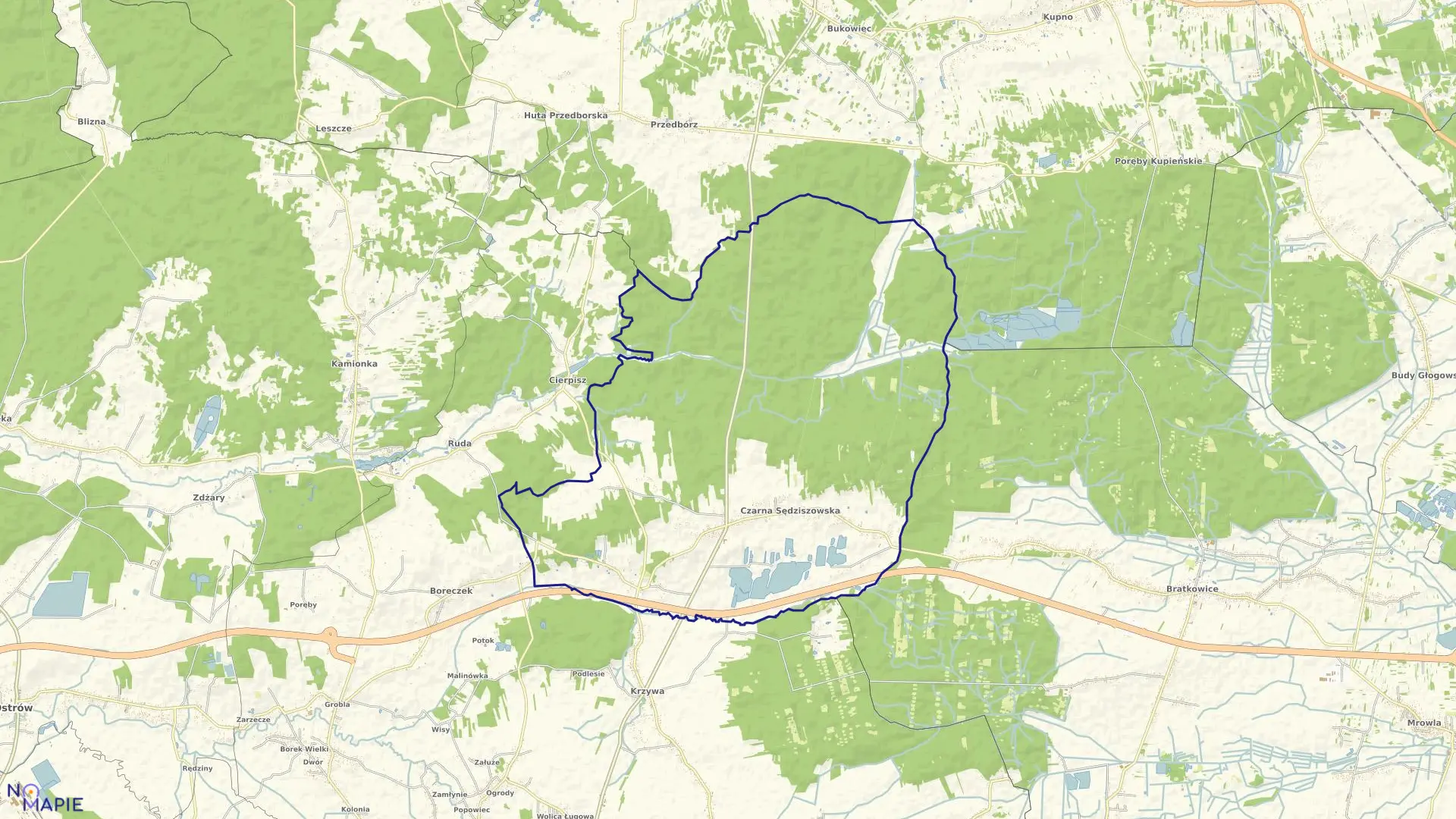 Mapa obrębu CZARNA SĘDZISZOWSKA w gminie Sędziszów Małopolski