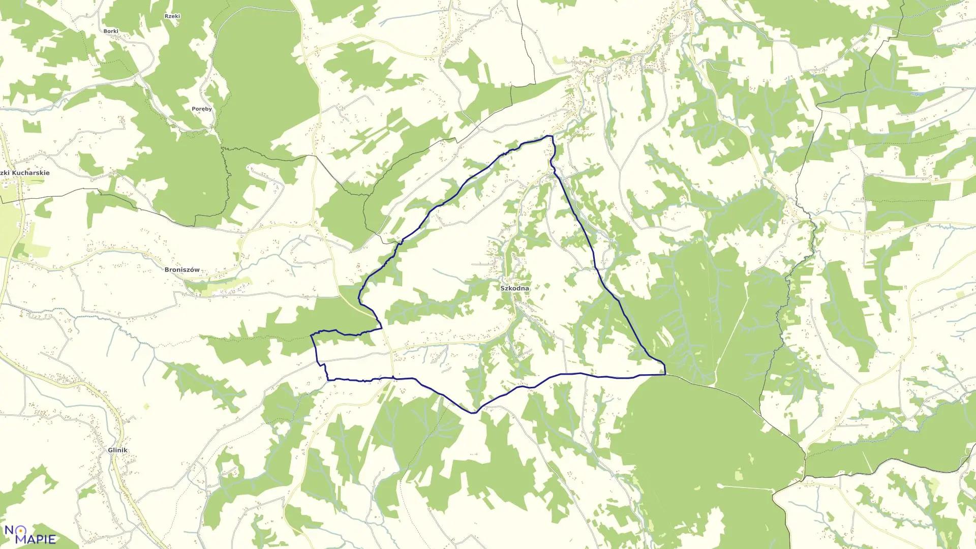 Mapa obrębu SZKODNA w gminie Sędziszów Małopolski